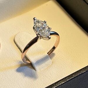1ct 14k Rose Gold Marquise Classic Solitaire Engagement Ring